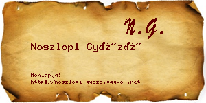 Noszlopi Győző névjegykártya